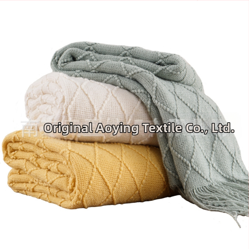Одеяло с пискюли Amazon, одеяло за диван, плетено одеяло в чист цвят, нощно одеяло с кърпа B&B