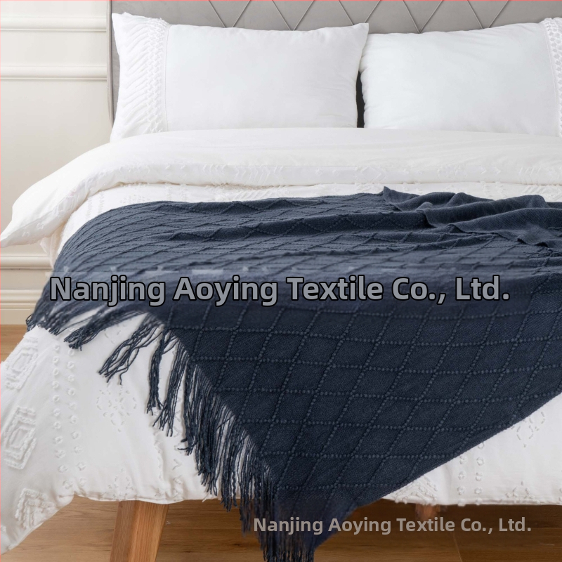 Одеяло с пискюли Amazon, одеяло за диван, плетено одеяло в чист цвят, нощно одеяло с кърпа B&B