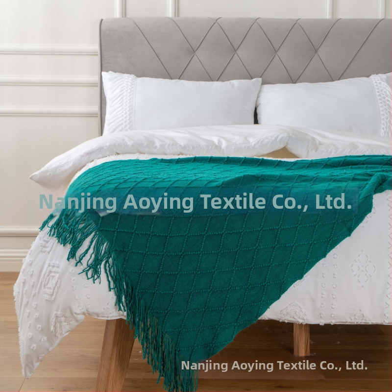 Одеяло с пискюли Amazon, одеяло за диван, плетено одеяло в чист цвят, нощно одеяло с кърпа B&B