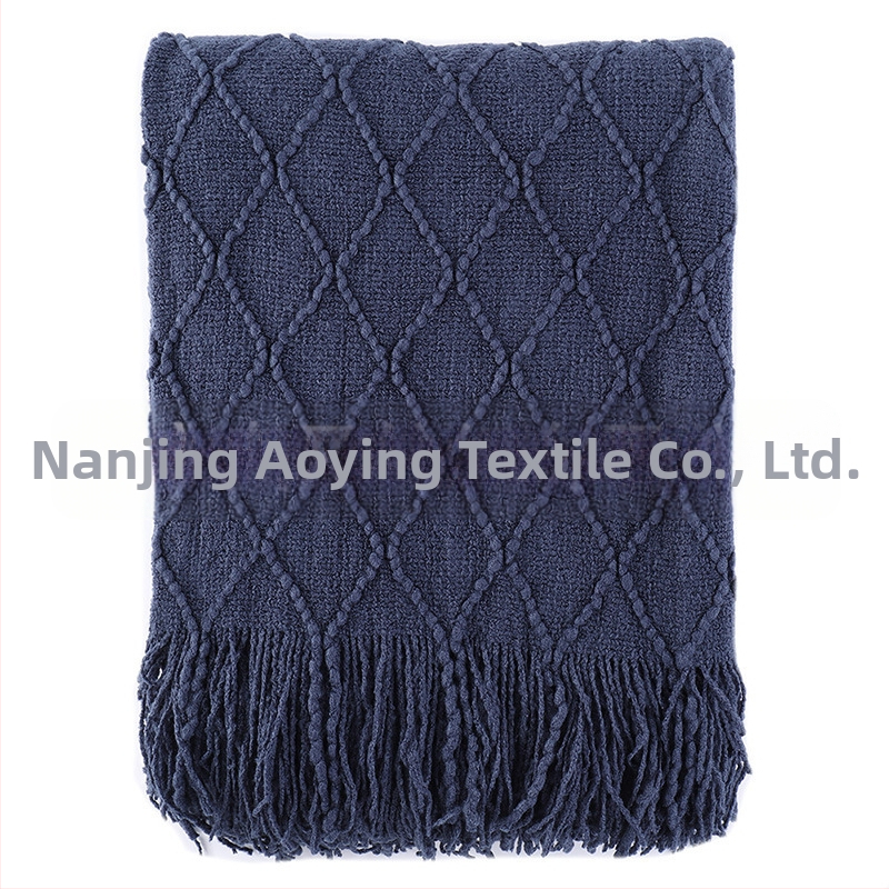 Одеяло с пискюли Amazon, одеяло за диван, плетено одеяло в чист цвят, нощно одеяло с кърпа B&B