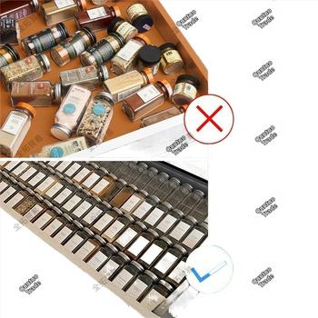 Akrilinis prieskonių laikiklis su stalčiumi, reguliuojamas, sudedamas, juodas, permatomas, prieskonių indelis