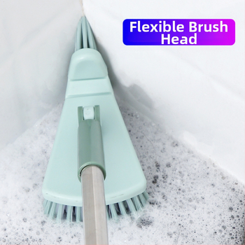 Εύκαμπτη τριγωνική βούρτσα δαπέδου μπάνιου χωρίς κάμψη, βούρτσα δαπέδου από ανοξείδωτο ατσάλι με μακριά λαβή, βούρτσα δαπέδου για πλακάκια, βούρτσα χαλιών και μπανιέρας
