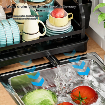 Tarpvalstybinė virtuvės indų lentynėlė Indų lentynėlė Dvisluoksnė stalviršio spintelės laikymo lentynėlė Nuimama stalo įrankių laikymo lentynėlė