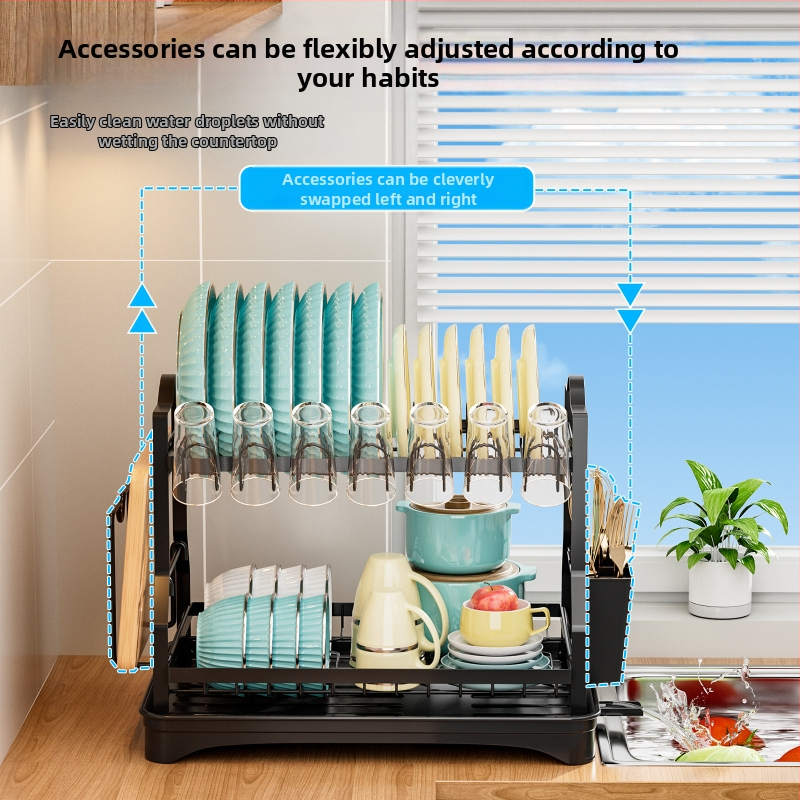 Трансгранична кухненска поставка за съдове, поставка за съдове, двуслойна поставка за плот, подвижна поставка за съхранение на прибори за хранене