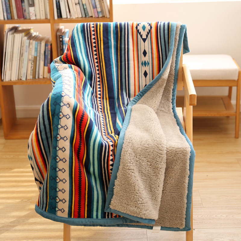 Eksportuoti Šiaurės šalių dvisluoksnę antklodę, sustorintą, šiltą žieminę ėriuko vilnos koralų fliso antklodę, sofos mažo dydžio nakvynės antklodę