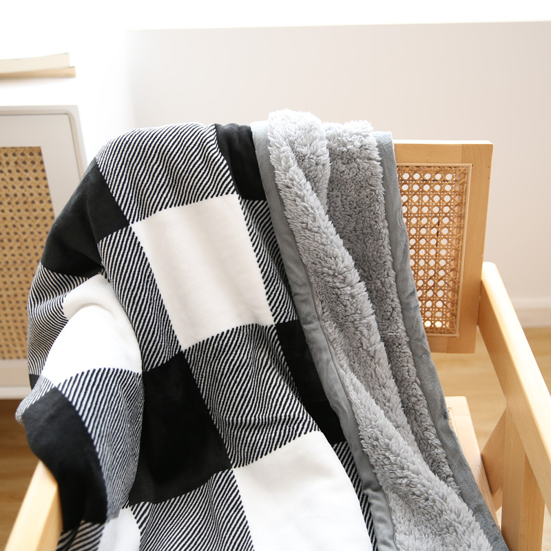 Eksportuoti Šiaurės šalių dvisluoksnę antklodę, sustorintą, šiltą žieminę ėriuko vilnos koralų fliso antklodę, sofos mažo dydžio nakvynės antklodę