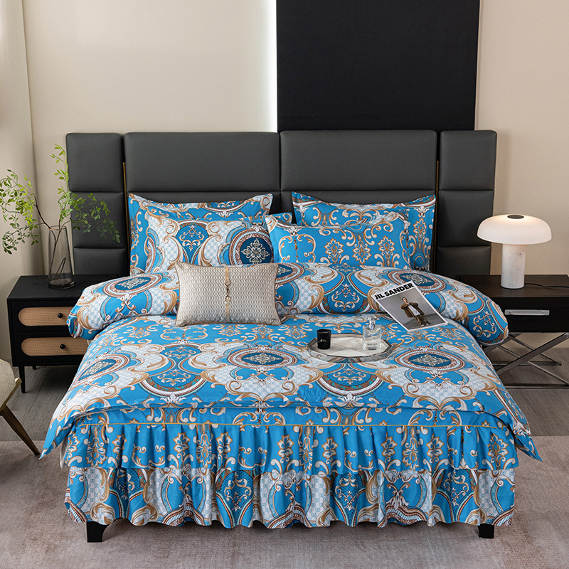 Трансгранична памучна пола от алое вера в корейска версия, комплект от три части, покривало за завивки с принцеса, комплект от 4 части на едро