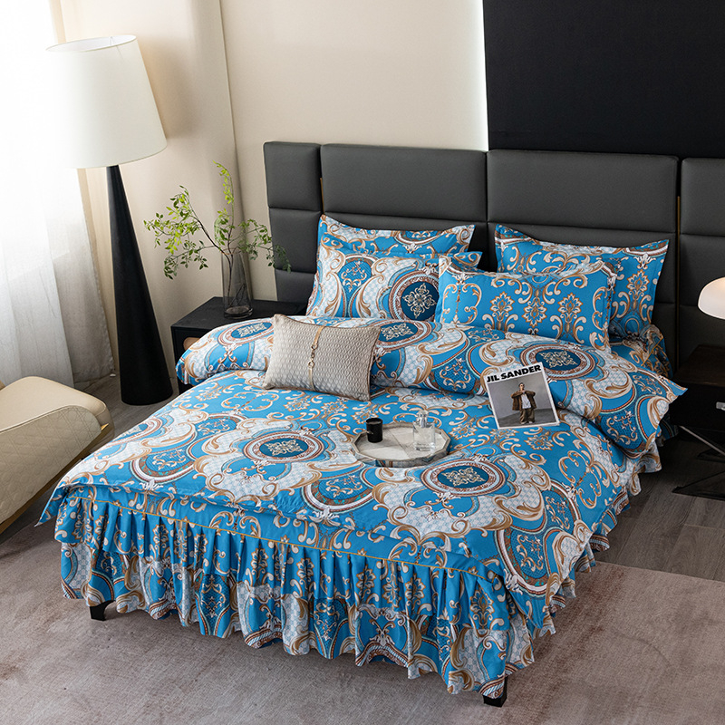 Трансгранична памучна пола от алое вера в корейска версия, комплект от три части, покривало за завивки с принцеса, комплект от 4 части на едро