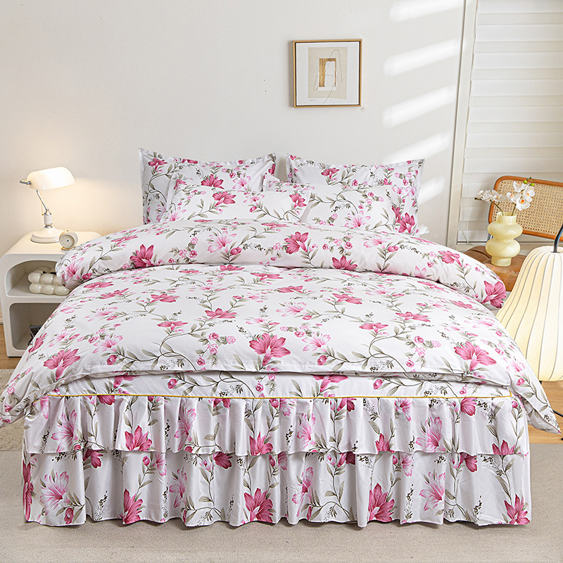 Трансгранична памучна пола от алое вера в корейска версия, комплект от три части, покривало за завивки с принцеса, комплект от 4 части на едро