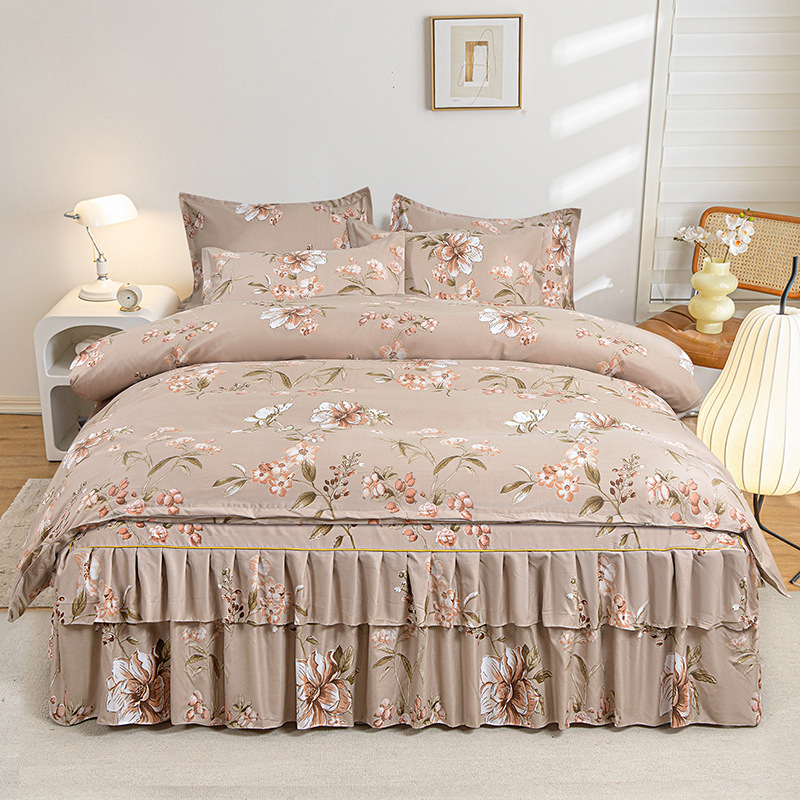 Трансгранична памучна пола от алое вера в корейска версия, комплект от три части, покривало за завивки с принцеса, комплект от 4 части на едро