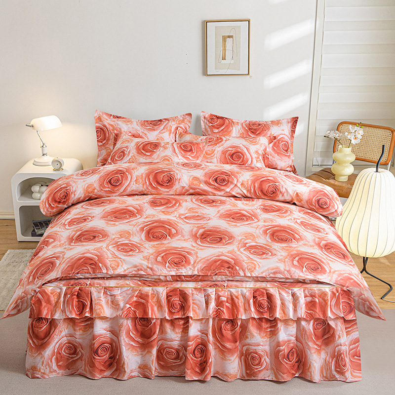 Трансгранична памучна пола от алое вера в корейска версия, комплект от три части, покривало за завивки с принцеса, комплект от 4 части на едро