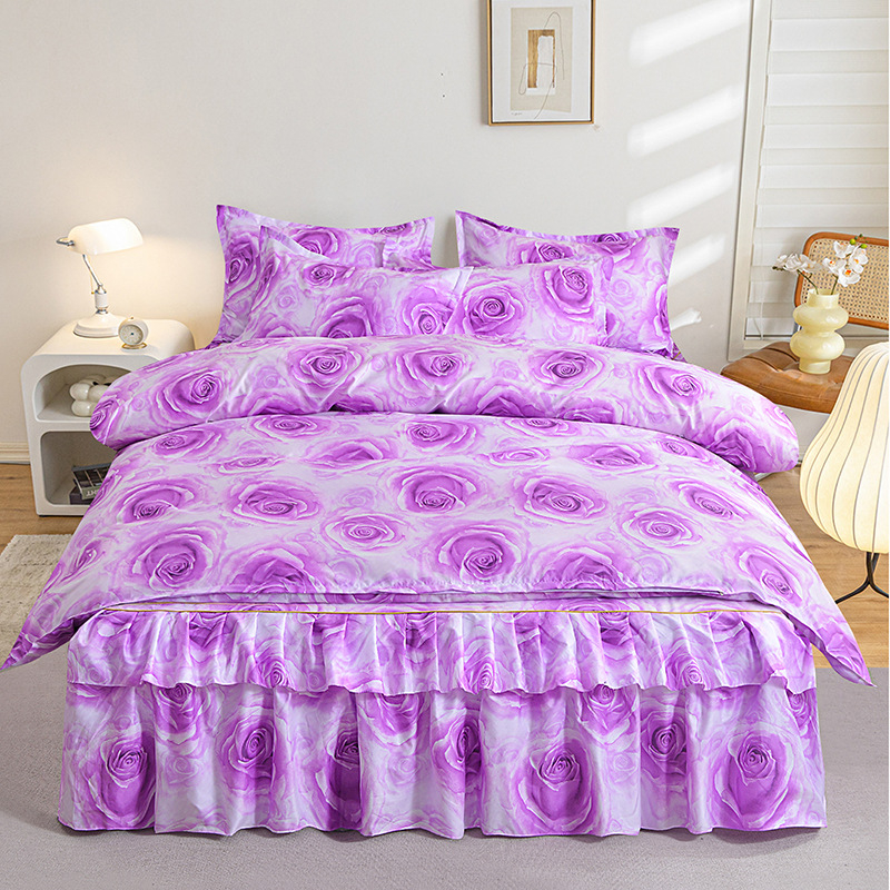 Трансгранична памучна пола от алое вера в корейска версия, комплект от три части, покривало за завивки с принцеса, комплект от 4 части на едро