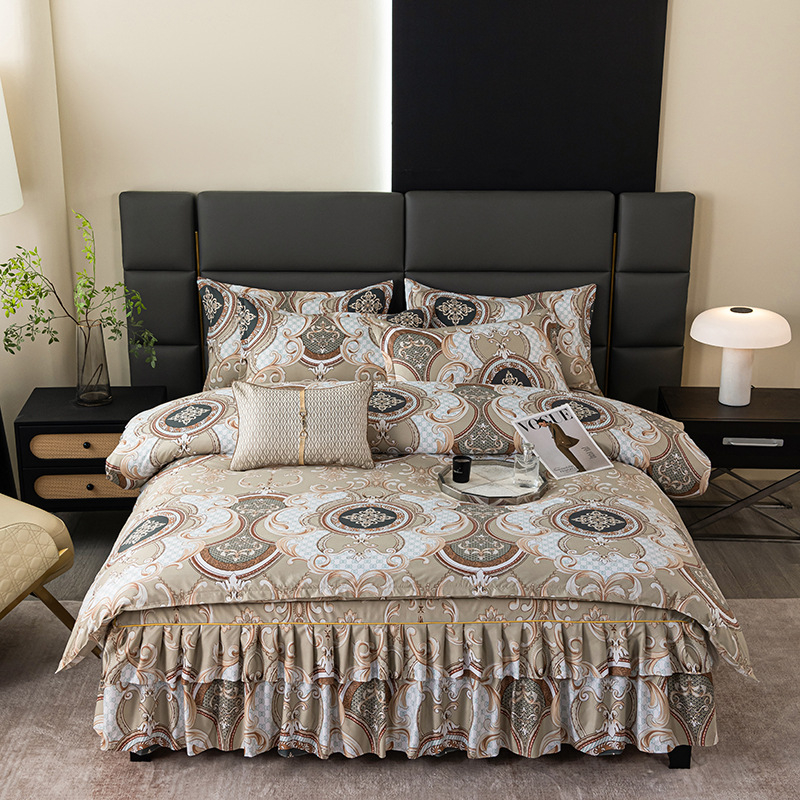 Трансгранична памучна пола от алое вера в корейска версия, комплект от три части, покривало за завивки с принцеса, комплект от 4 части на едро