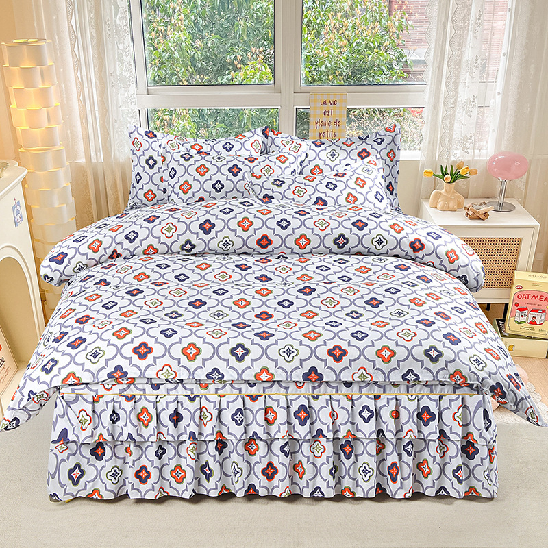 Трансгранична памучна пола от алое вера в корейска версия, комплект от три части, покривало за завивки с принцеса, комплект от 4 части на едро