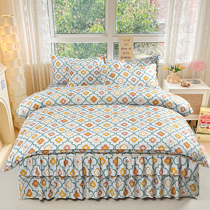 Трансгранична памучна пола от алое вера в корейска версия, комплект от три части, покривало за завивки с принцеса, комплект от 4 части на едро