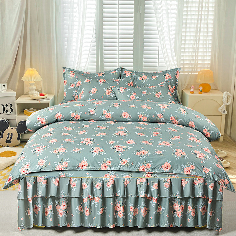 Трансгранична памучна пола от алое вера в корейска версия, комплект от три части, покривало за завивки с принцеса, комплект от 4 части на едро