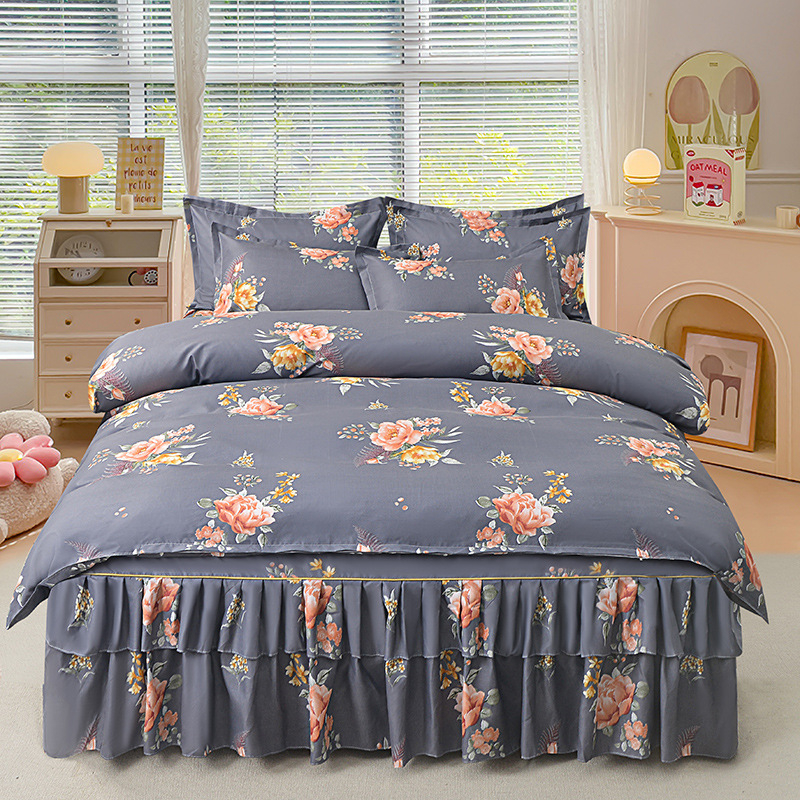 Трансгранична памучна пола от алое вера в корейска версия, комплект от три части, покривало за завивки с принцеса, комплект от 4 части на едро