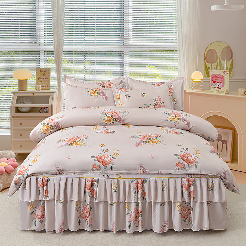 Трансгранична памучна пола от алое вера в корейска версия, комплект от три части, покривало за завивки с принцеса, комплект от 4 части на едро