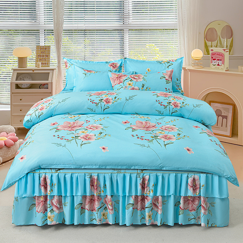 Трансгранична памучна пола от алое вера в корейска версия, комплект от три части, покривало за завивки с принцеса, комплект от 4 части на едро