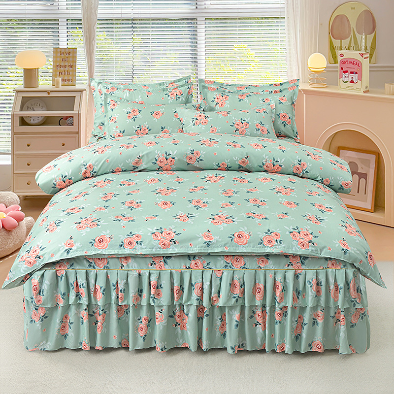 Трансгранична памучна пола от алое вера в корейска версия, комплект от три части, покривало за завивки с принцеса, комплект от 4 части на едро