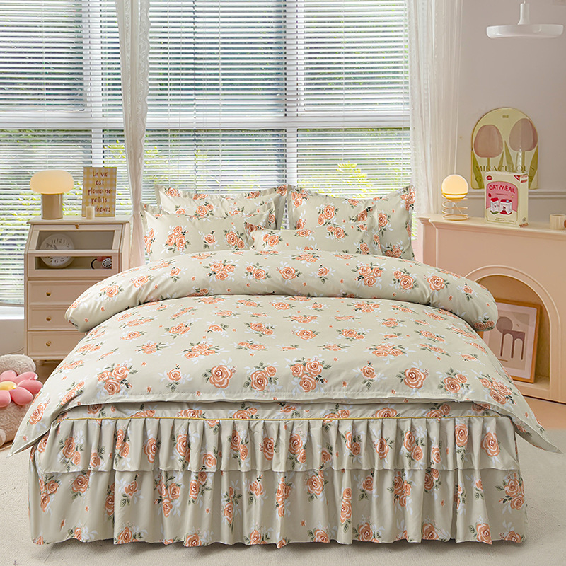 Трансгранична памучна пола от алое вера в корейска версия, комплект от три части, покривало за завивки с принцеса, комплект от 4 части на едро