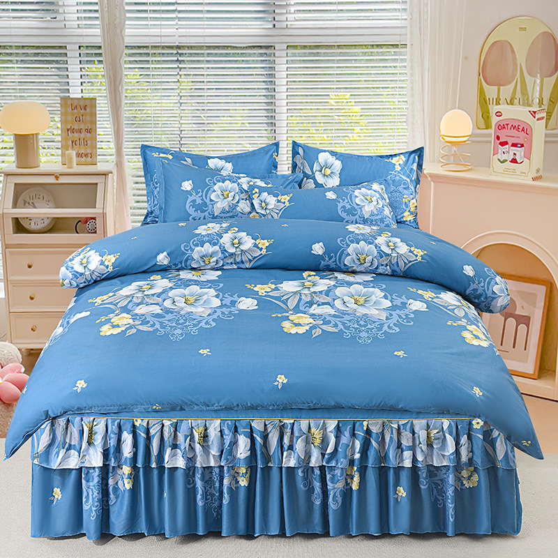 Трансгранична памучна пола от алое вера в корейска версия, комплект от три части, покривало за завивки с принцеса, комплект от 4 части на едро