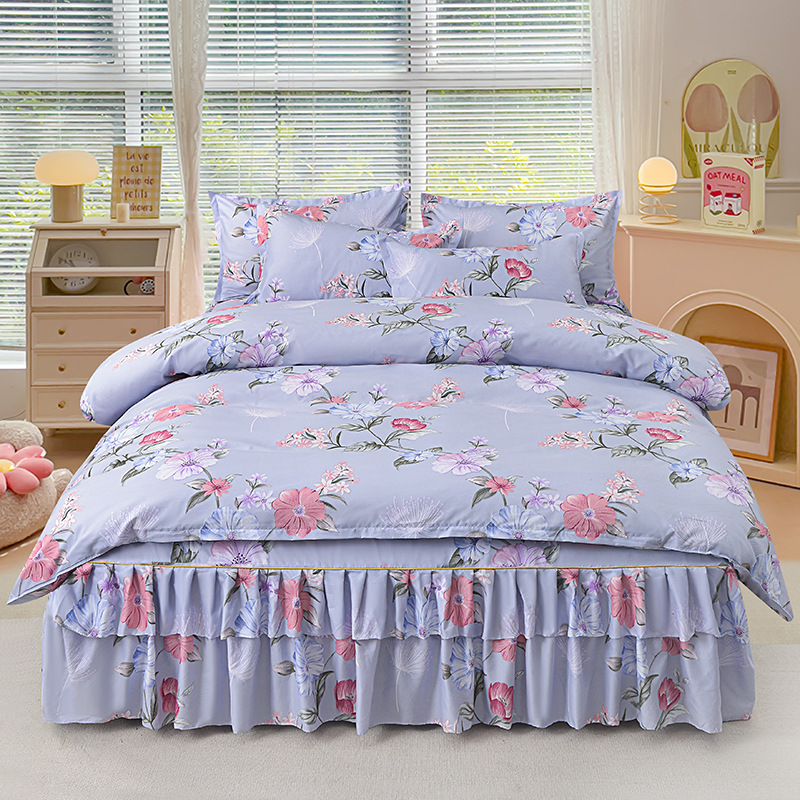 Трансгранична памучна пола от алое вера в корейска версия, комплект от три части, покривало за завивки с принцеса, комплект от 4 части на едро