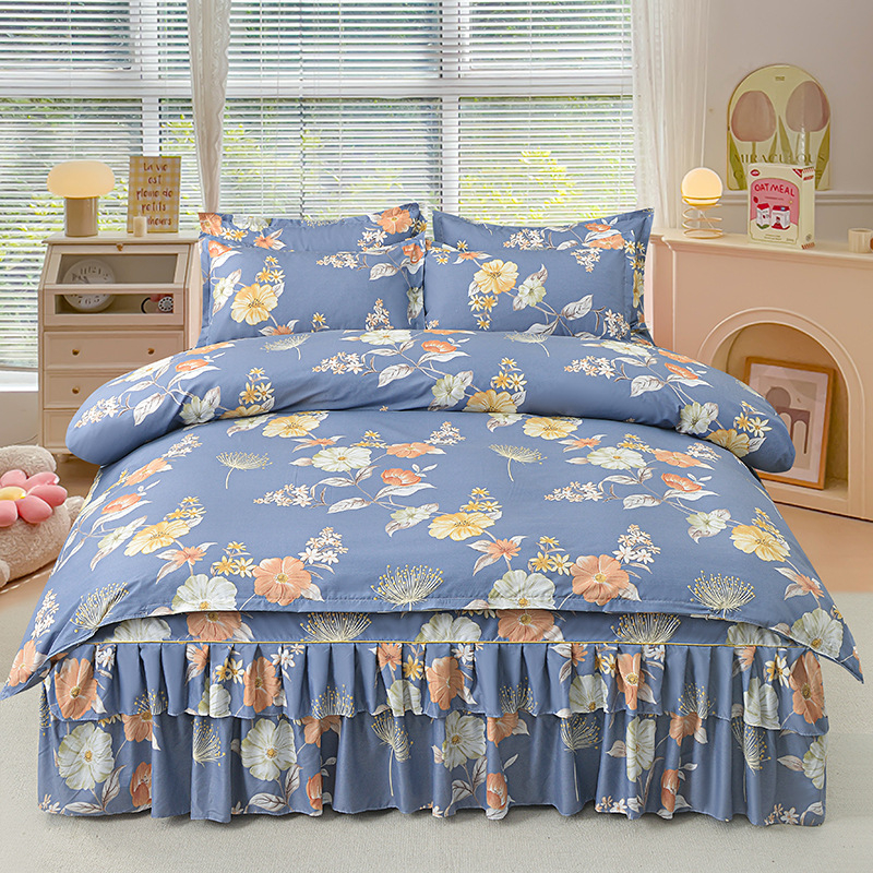 Трансгранична памучна пола от алое вера в корейска версия, комплект от три части, покривало за завивки с принцеса, комплект от 4 части на едро