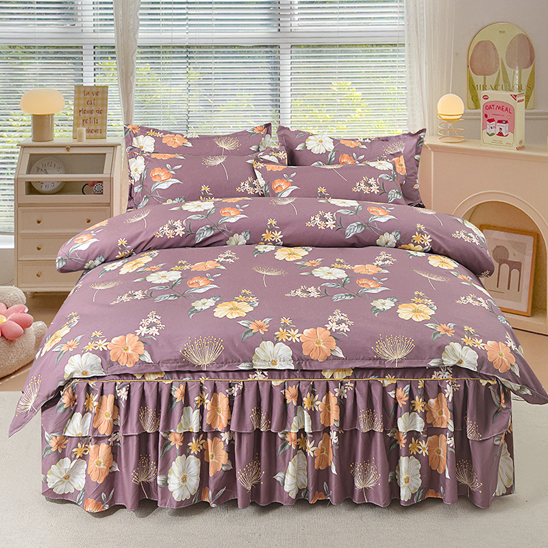 Трансгранична памучна пола от алое вера в корейска версия, комплект от три части, покривало за завивки с принцеса, комплект от 4 части на едро