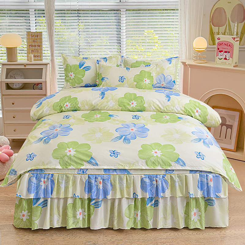 Трансгранична памучна пола от алое вера в корейска версия, комплект от три части, покривало за завивки с принцеса, комплект от 4 части на едро