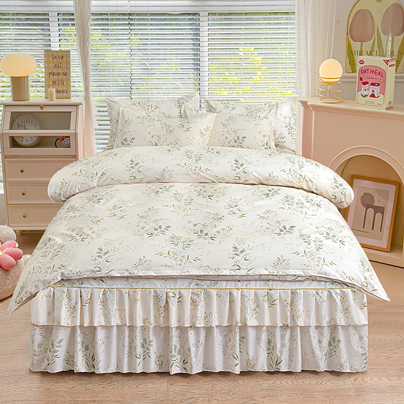 Трансгранична памучна пола от алое вера в корейска версия, комплект от три части, покривало за завивки с принцеса, комплект от 4 части на едро