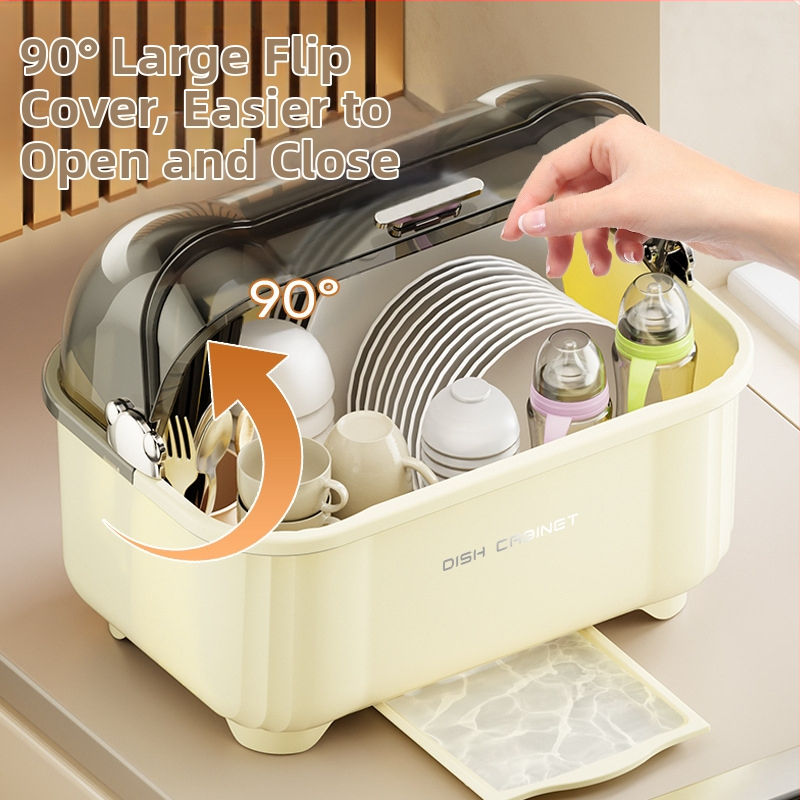 Úložný box na misky a paličky, úložný stojan na riad a kuchynský riad, multifunkčný odkvapkávač s vekom, úložný box na skrinku