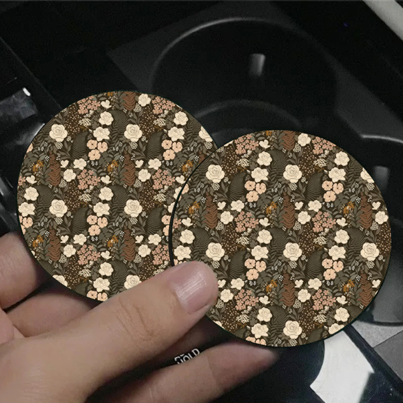 Tarpvalstybinis sprogstamasis aliejinis paveikslas, gėlių spausdinimas, padėkliukai, automobilio puodelio kilimėlis, automobilio puodelio laikiklis, šilumos izoliacinis kilimėlis, automobilio dekoravimas