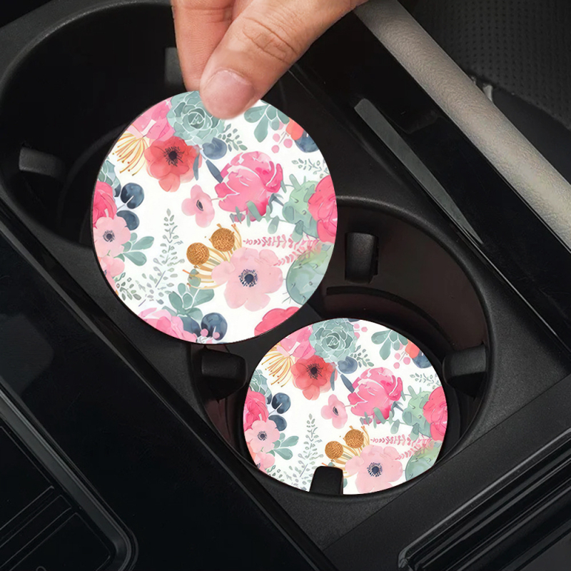 Tarpvalstybinis sprogstamasis aliejinis paveikslas, gėlių spausdinimas, padėkliukai, automobilio puodelio kilimėlis, automobilio puodelio laikiklis, šilumos izoliacinis kilimėlis, automobilio dekoravimas