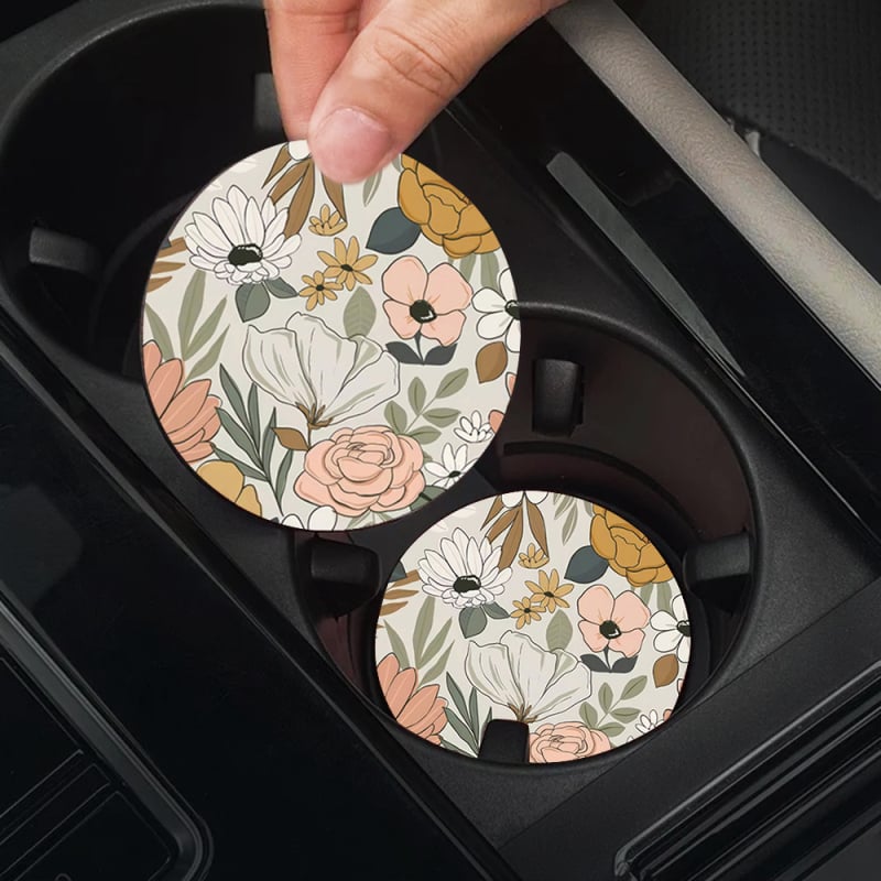 Tarpvalstybinis sprogstamasis aliejinis paveikslas, gėlių spausdinimas, padėkliukai, automobilio puodelio kilimėlis, automobilio puodelio laikiklis, šilumos izoliacinis kilimėlis, automobilio dekoravimas