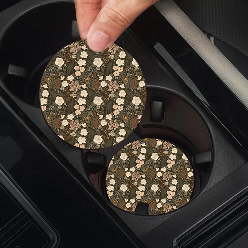 Tarpvalstybinis sprogstamasis aliejinis paveikslas, gėlių spausdinimas, padėkliukai, automobilio puodelio kilimėlis, automobilio puodelio laikiklis, šilumos izoliacinis kilimėlis, automobilio dekoravimas