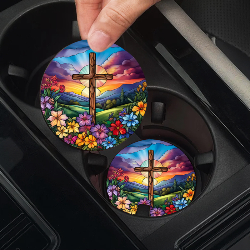 Tarpvalstybinis sprogstamasis aliejinis paveikslas, gėlių spausdinimas, padėkliukai, automobilio puodelio kilimėlis, automobilio puodelio laikiklis, šilumos izoliacinis kilimėlis, automobilio dekoravimas