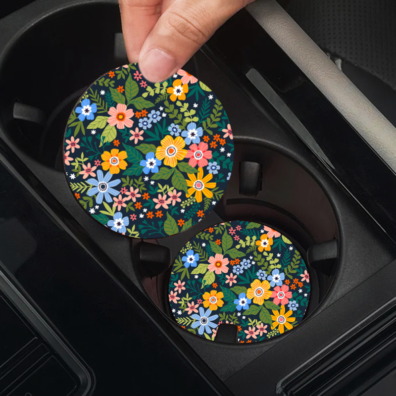 Tarpvalstybinis sprogstamasis aliejinis paveikslas, gėlių spausdinimas, padėkliukai, automobilio puodelio kilimėlis, automobilio puodelio laikiklis, šilumos izoliacinis kilimėlis, automobilio dekoravimas