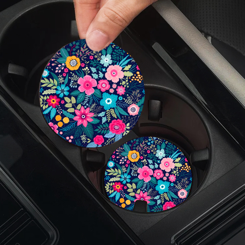 Tarpvalstybinis sprogstamasis aliejinis paveikslas, gėlių spausdinimas, padėkliukai, automobilio puodelio kilimėlis, automobilio puodelio laikiklis, šilumos izoliacinis kilimėlis, automobilio dekoravimas