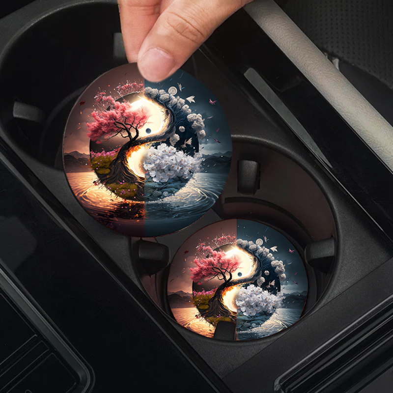 Tarpvalstybinis sprogstamasis aliejinis paveikslas, gėlių spausdinimas, padėkliukai, automobilio puodelio kilimėlis, automobilio puodelio laikiklis, šilumos izoliacinis kilimėlis, automobilio dekoravimas