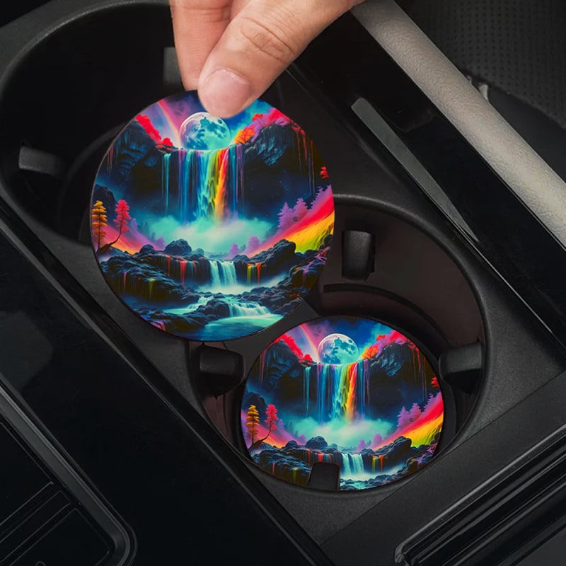 Tarpvalstybinis sprogstamasis aliejinis paveikslas, gėlių spausdinimas, padėkliukai, automobilio puodelio kilimėlis, automobilio puodelio laikiklis, šilumos izoliacinis kilimėlis, automobilio dekoravimas