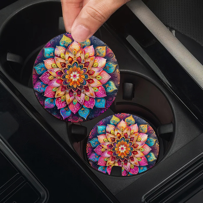 Tarpvalstybinis sprogstamasis aliejinis paveikslas, gėlių spausdinimas, padėkliukai, automobilio puodelio kilimėlis, automobilio puodelio laikiklis, šilumos izoliacinis kilimėlis, automobilio dekoravimas