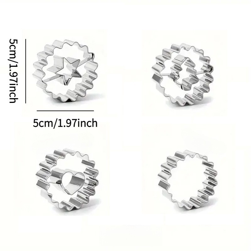 Gamintojo paruošta tarpvalstybinė kalėdinių sausainių formelė iš nerūdijančio plieno, Linzerio sausainių formelė