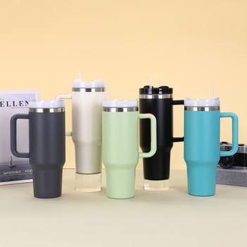 Διασυνοριακό ποτήρι αυτοκινήτου 304 από ανοξείδωτο ατσάλι 40oz δεύτερης γενιάς, μεγάλης χωρητικότητας, φορητό θερμός, με λαβή από καλαμάκι για πάγο