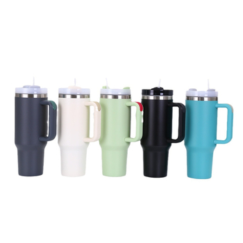 Διασυνοριακό ποτήρι αυτοκινήτου 304 από ανοξείδωτο ατσάλι 40oz δεύτερης γενιάς, μεγάλης χωρητικότητας, φορητό θερμός, με λαβή από καλαμάκι για πάγο