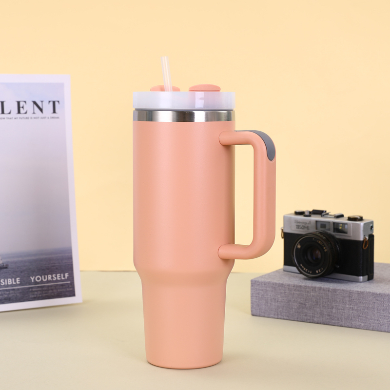 Cană auto din oțel inoxidabil 304 transfrontalieră, 40oz, a doua generație, cu mâner de paie, capacitate mare, cană termos portabilă pentru gheață
