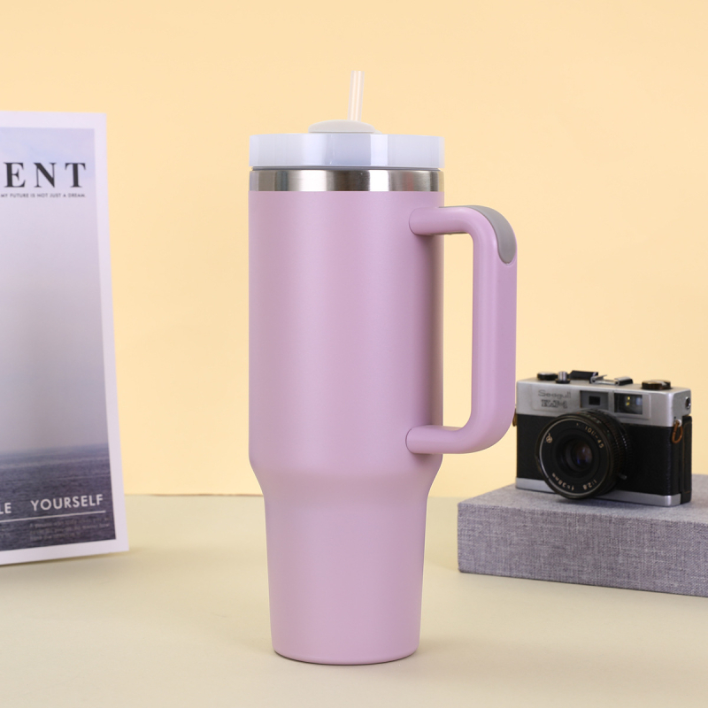 Cană auto din oțel inoxidabil 304 transfrontalieră, 40oz, a doua generație, cu mâner de paie, capacitate mare, cană termos portabilă pentru gheață