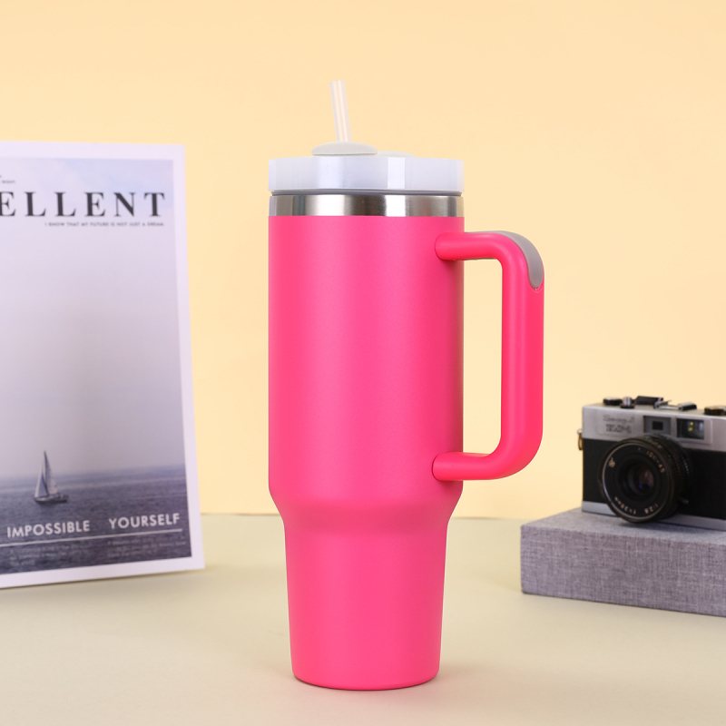 Cană auto din oțel inoxidabil 304 transfrontalieră, 40oz, a doua generație, cu mâner de paie, capacitate mare, cană termos portabilă pentru gheață