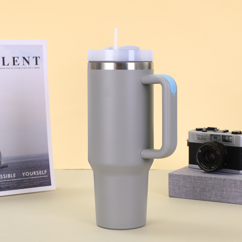 Cană auto din oțel inoxidabil 304 transfrontalieră, 40oz, a doua generație, cu mâner de paie, capacitate mare, cană termos portabilă pentru gheață