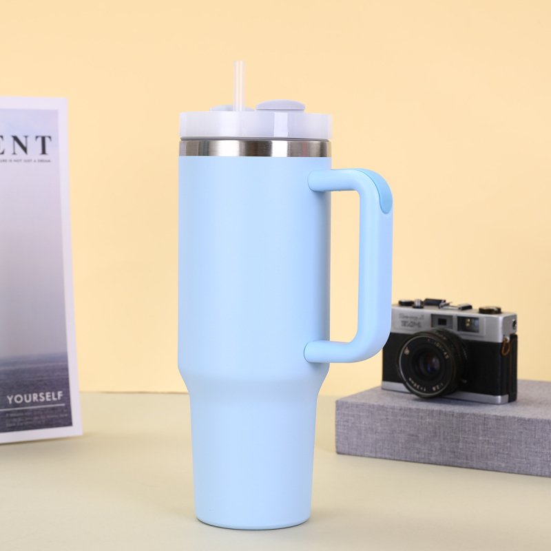 Cană auto din oțel inoxidabil 304 transfrontalieră, 40oz, a doua generație, cu mâner de paie, capacitate mare, cană termos portabilă pentru gheață